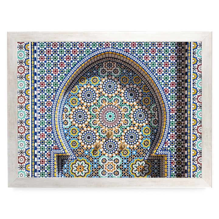 Mosaic Fountain II, Meknes, Morocco – fine art print in a silver frame, no mat