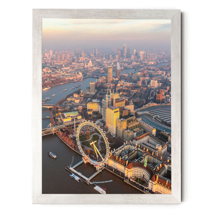 London Aerial I, England – fine art print in a silver frame, no mat