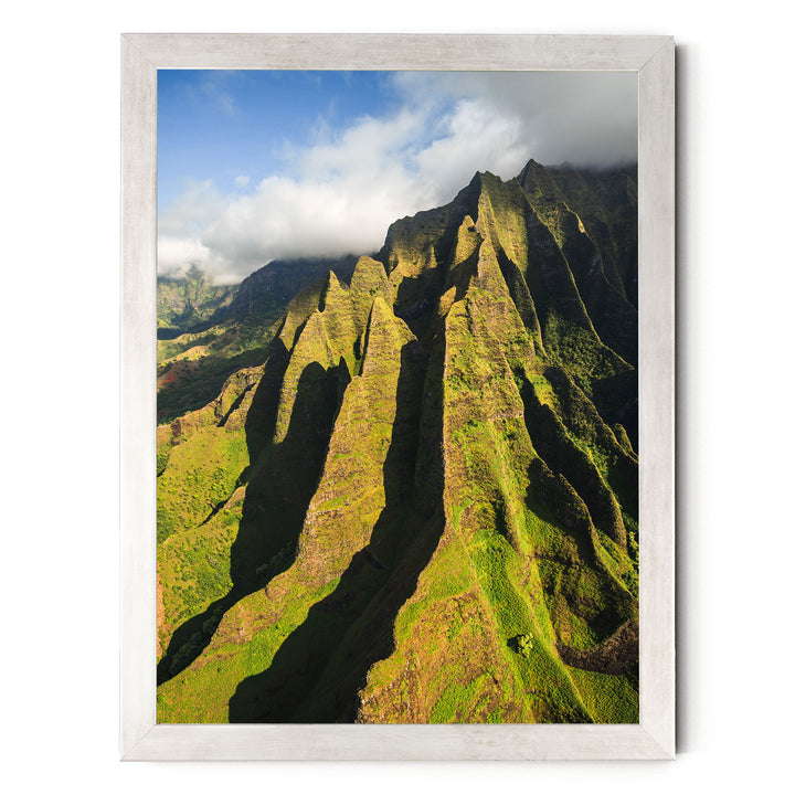Kauai Cliffs IV, Na Pali Coast, Hawaii – fine art print in a silver frame, no mat