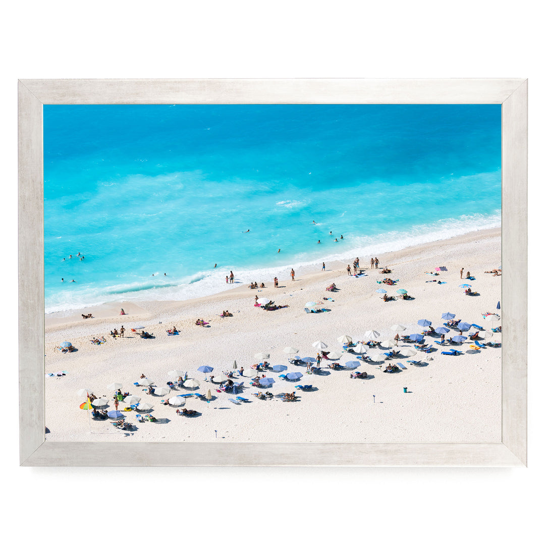 Beach Aerial, Greece I – fine art print in a silver frame, no mat