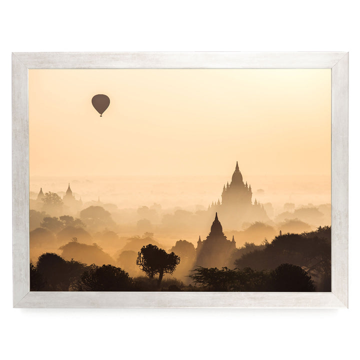 Sunrise in Bagan, Myanmar I – fine art print in a silver frame, no mat