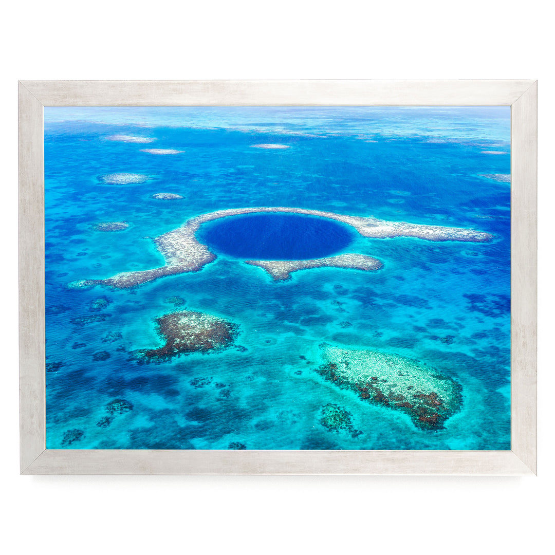 The Great Blue Hole, Belize – fine art print in a silver frame, no mat