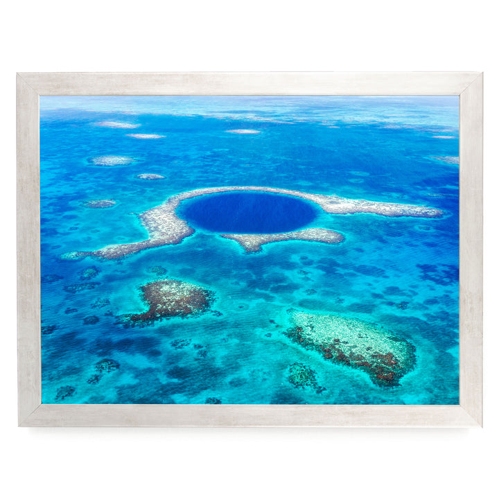 The Great Blue Hole, Belize – fine art print in a silver frame, no mat