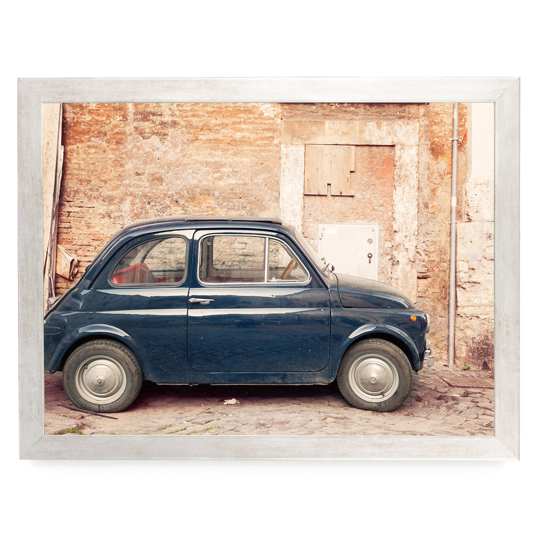 Vintage Fiat 500, Rome, Italy – fine art print in a silver frame, no mat