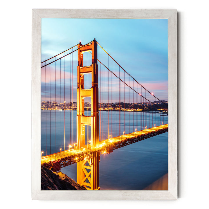 Dawn at the Golden Gate II, San Francisco, California – fine art print in a silver frame, no mat