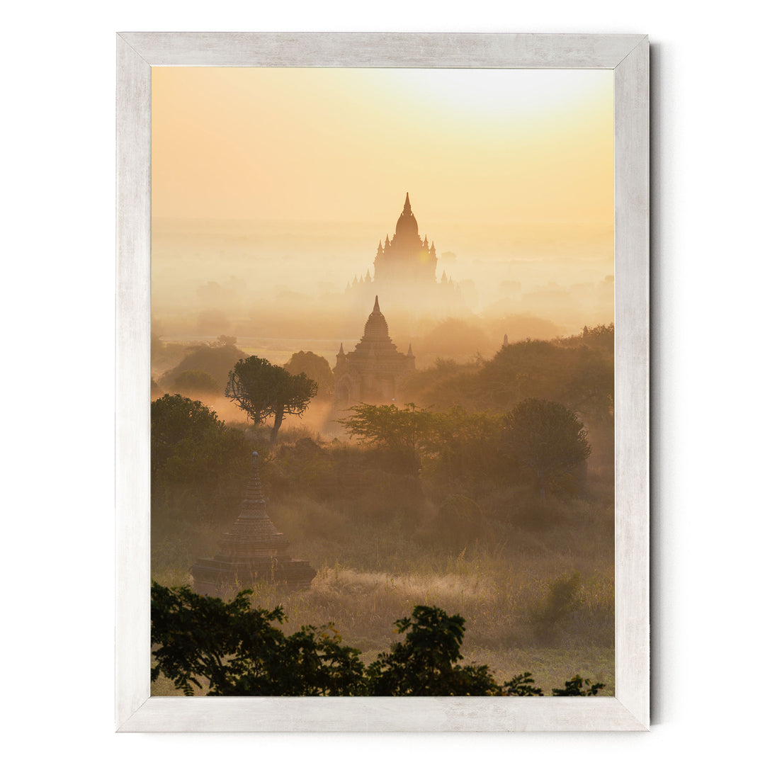 Bagan Pagodas II, Myanmar – fine art print in a silver frame, no mat