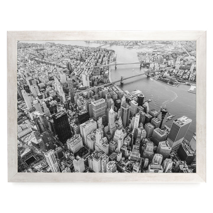 Flying over Manhattan, New York City – fine art print in a silver frame, no mat