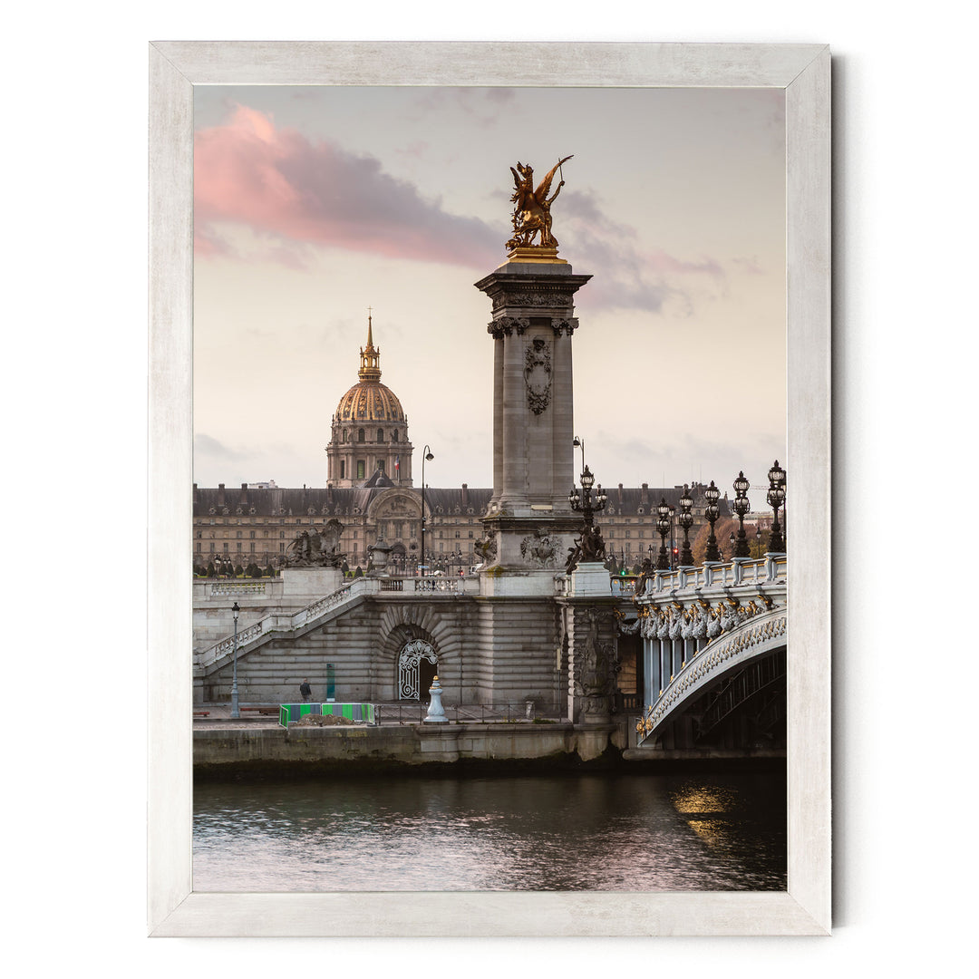 Sunrise on the River, Paris, France – fine art print in a silver frame, no mat