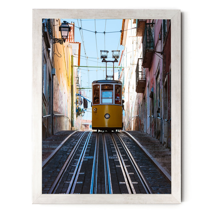 Lisbon Tram II, Portugal – fine art print in a silver frame, no mat