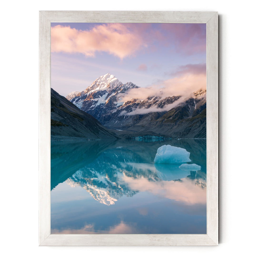 Mount Cook I, New Zealand – fine art print in a silver frame, no mat