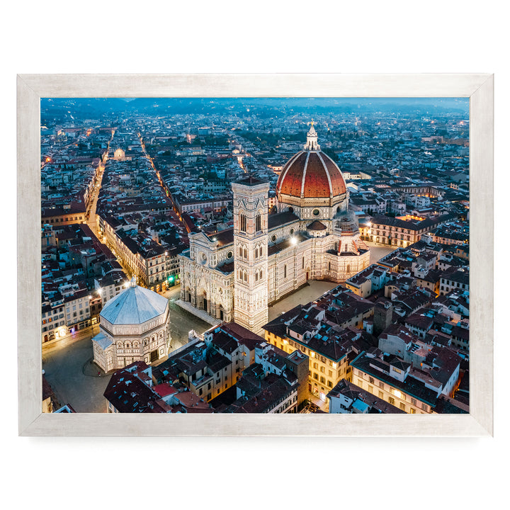 Night in Florence, Tuscany, Italy – fine art print in a silver frame, no mat