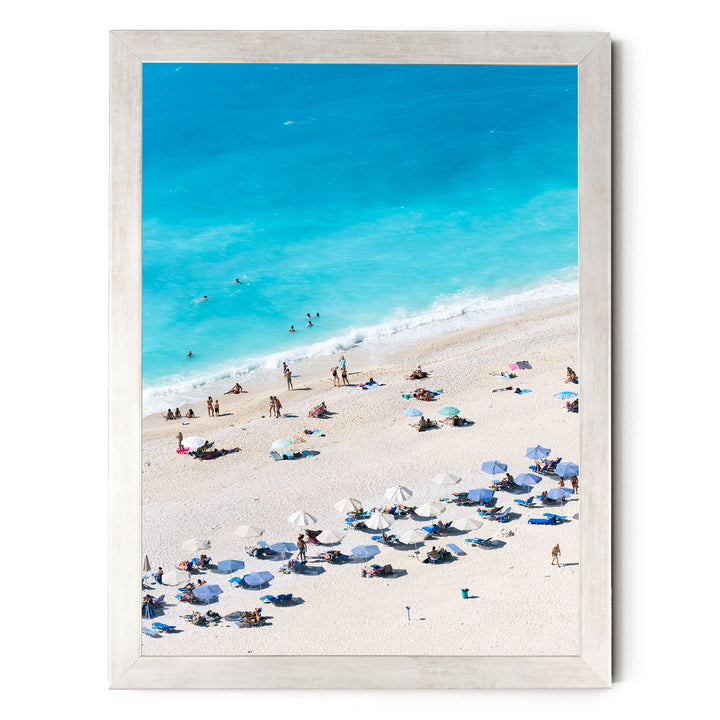 Beach Aerial, Greece II – fine art print in a silver frame, no mat