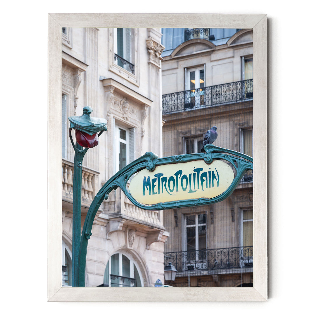 Metro Sign, Paris II, France – fine art print in a silver frame, no mat