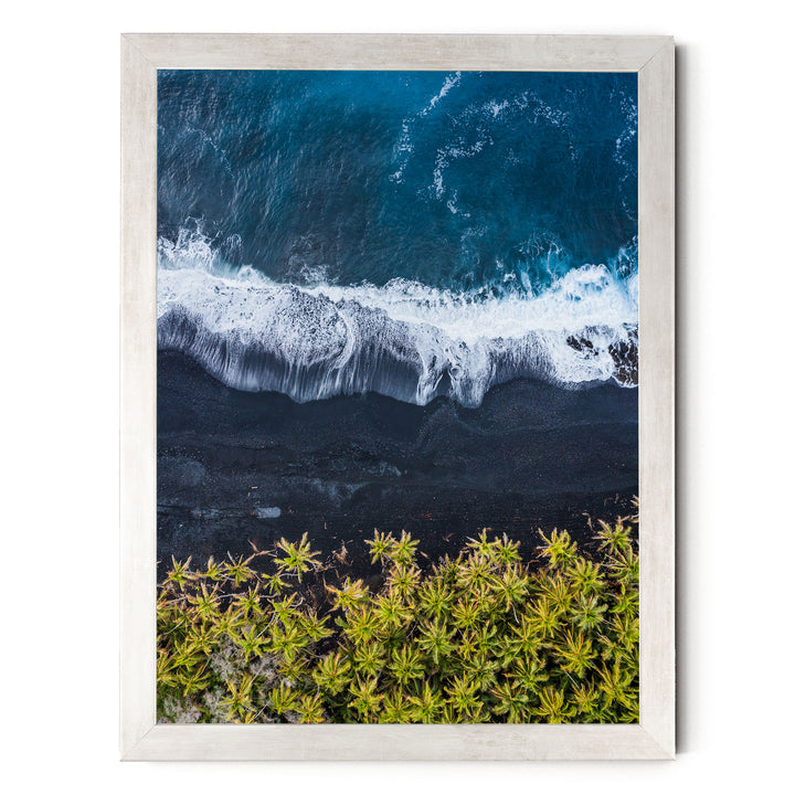 Black Beach, Big Island, Hawaii – fine art print in a silver frame, no mat
