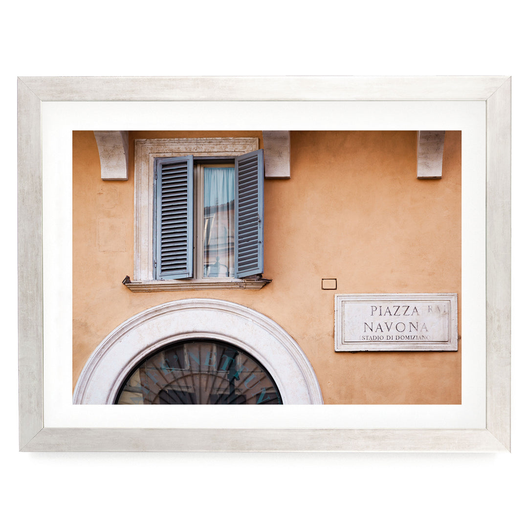 Piazza Navona, Rome, Italy – fine art print in a silver frame with white mat