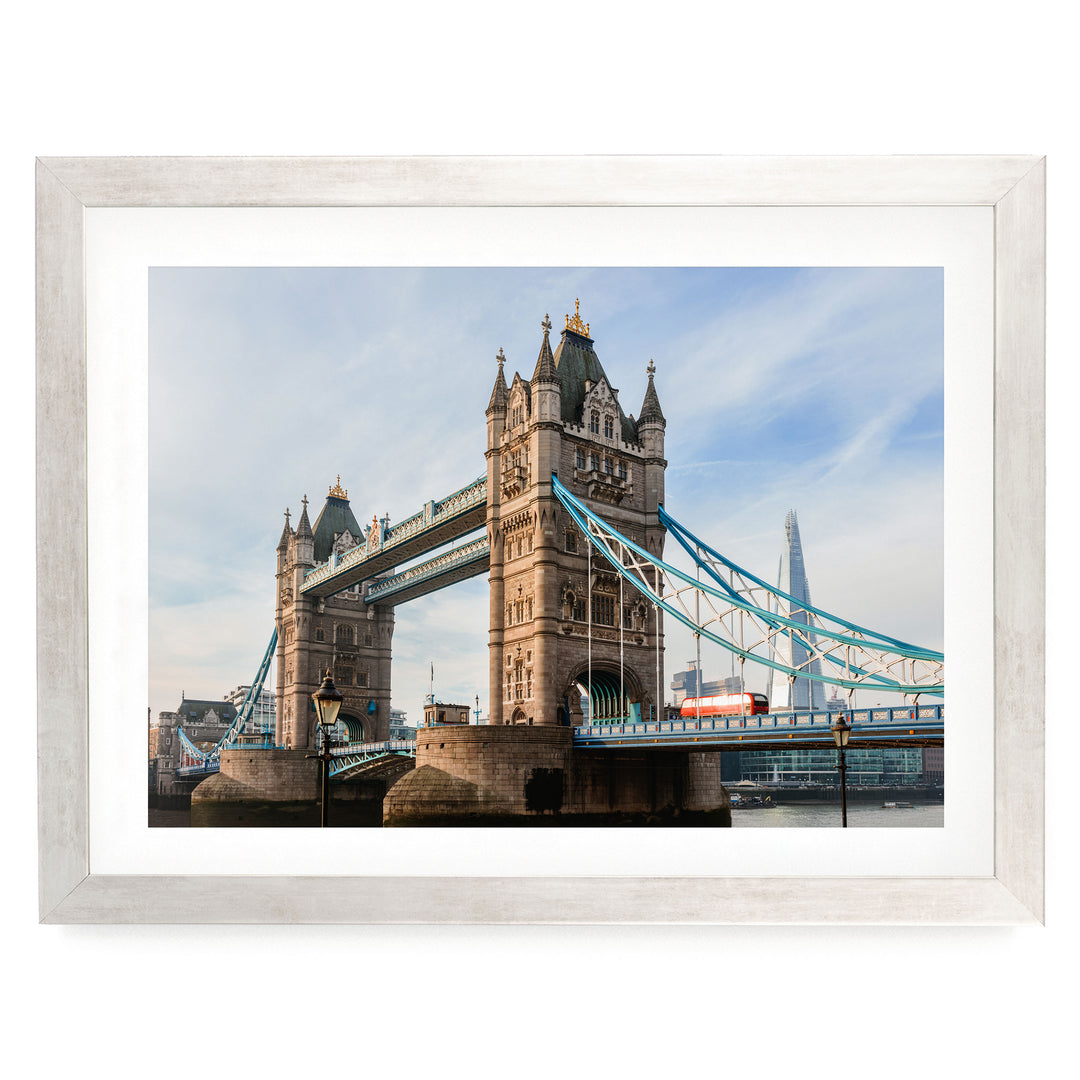 London Icons, England – fine art print in a silver frame with white mat