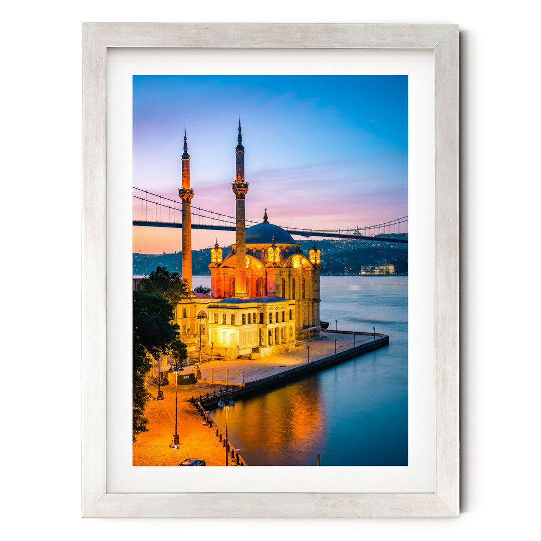 Dawn in Istanbul, Turkey – fine art print in a silver frame with white mat