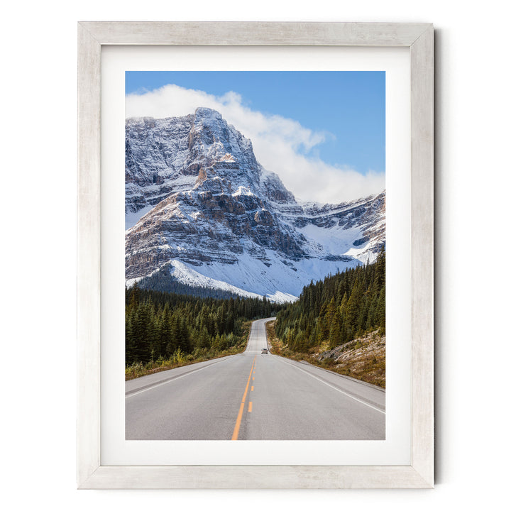 Icefields Parkway, Alberta, Canada – fine art print in a silver frame with white mat