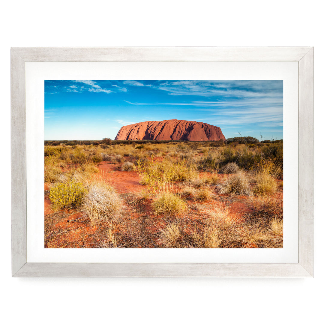 Uluru at Sunset I, Northern Territory, Australia – fine art print in a silver frame with white mat