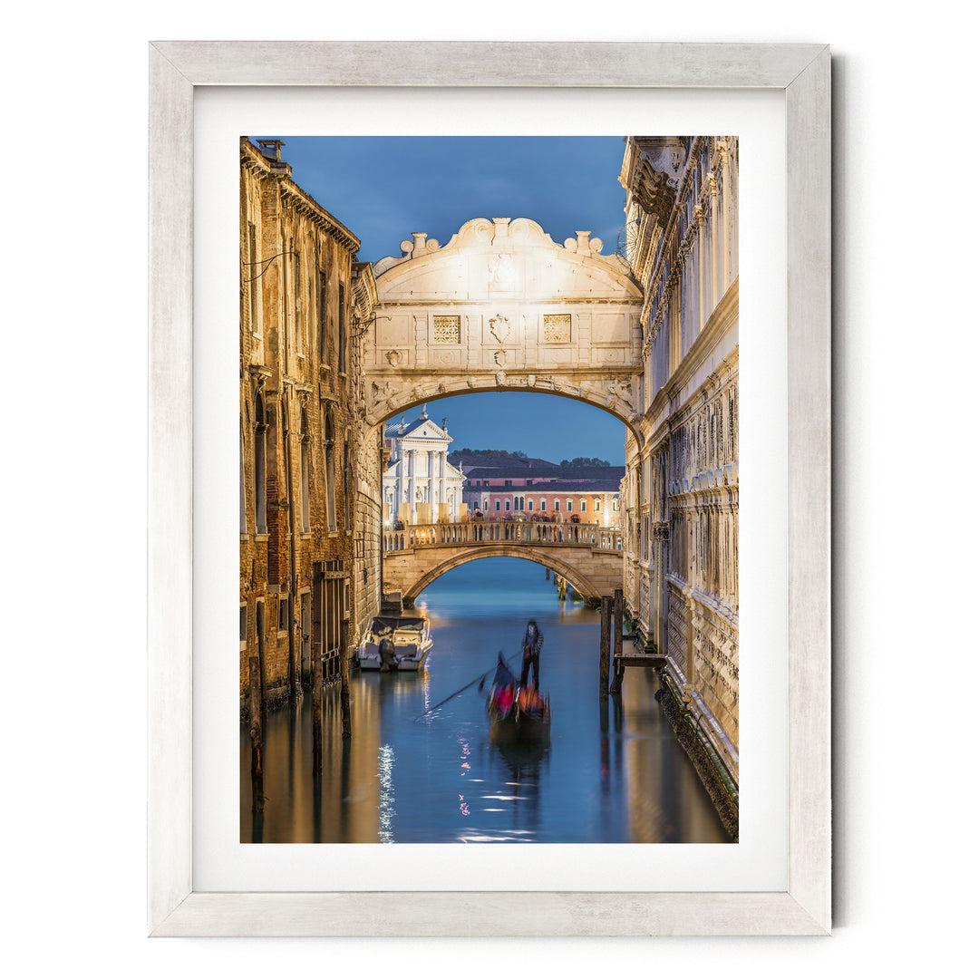 Bridge of Sighs, Venice, Italy – fine art print in a silver frame with white mat