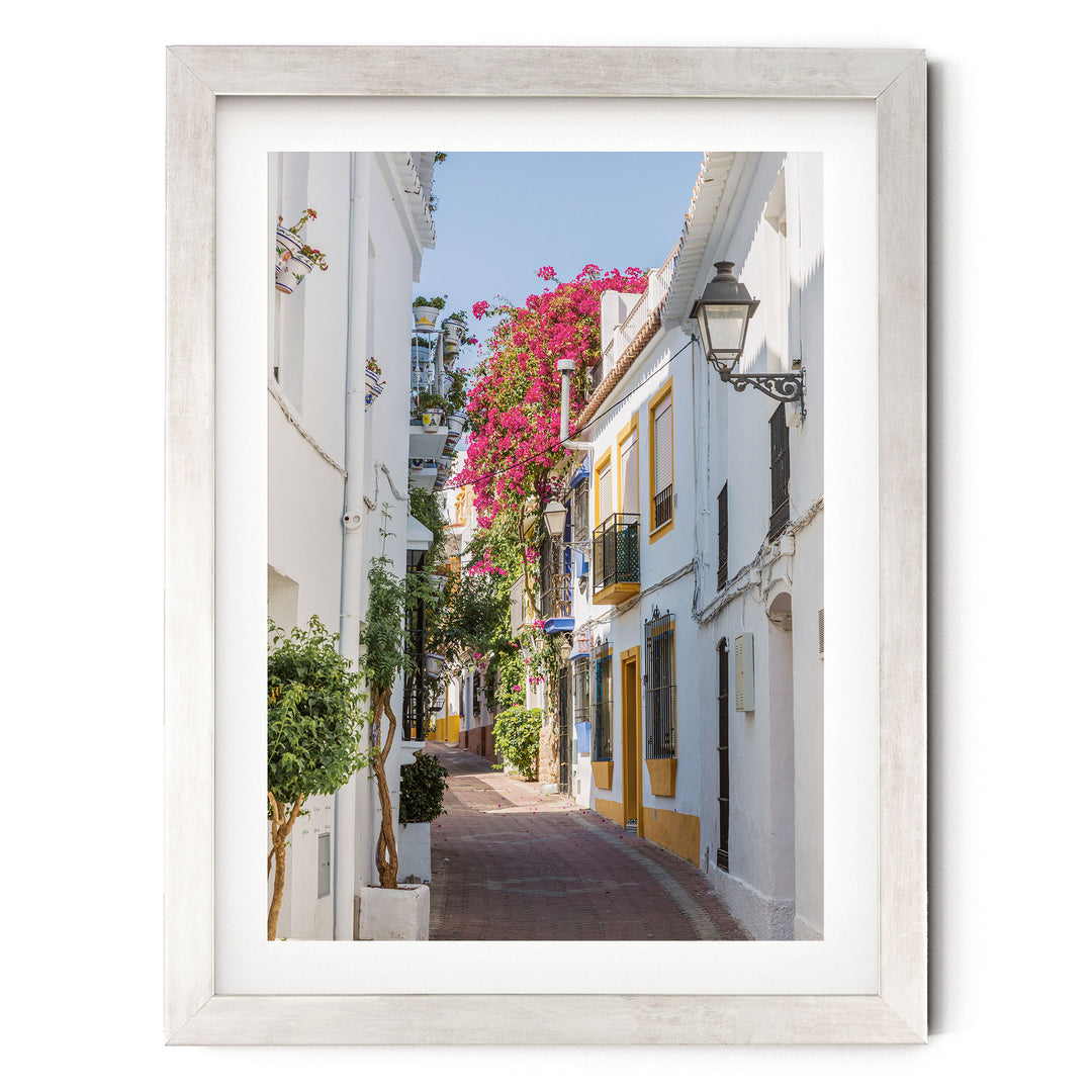 Summer Memories, Marbella, Spain – fine art print in a silver frame with white mat