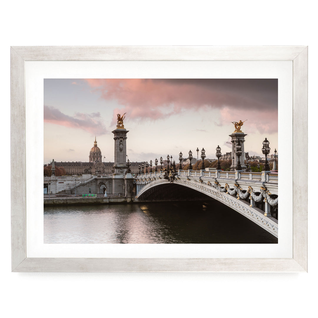 Pont Alexandre III, Paris, France – fine art print in a silver frame with white mat