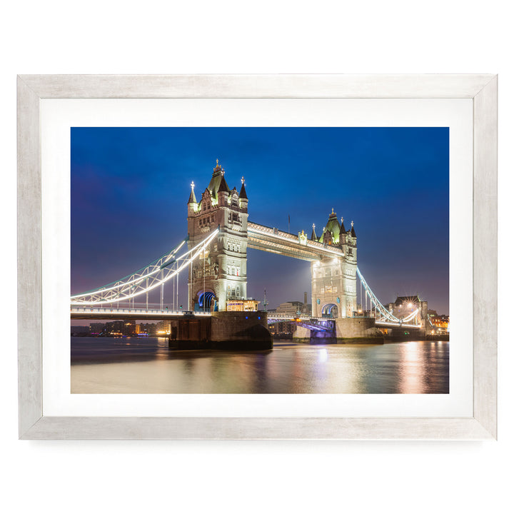 Tower Bridge, London, England – fine art print in a silver frame with white mat