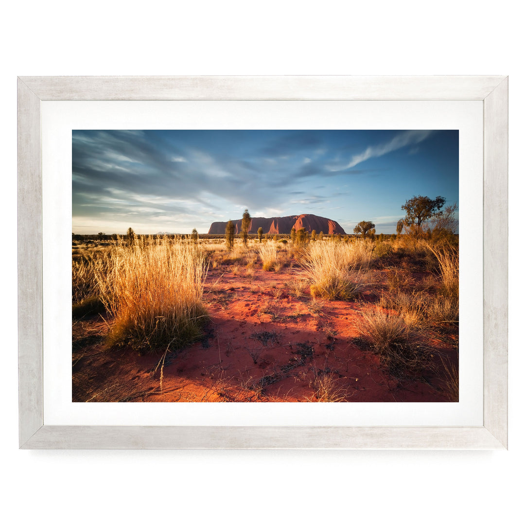 Uluru at Sunset II, Northern Territory, Australia – fine art print in a silver frame with white mat