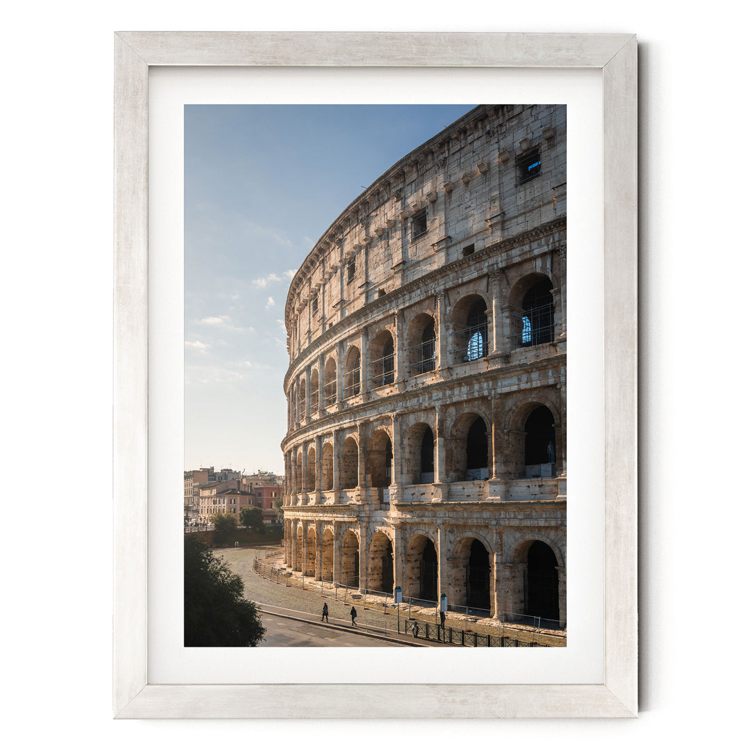 Colosseum at Sunrise III, Rome, Italy – fine art print in a silver frame with white mat