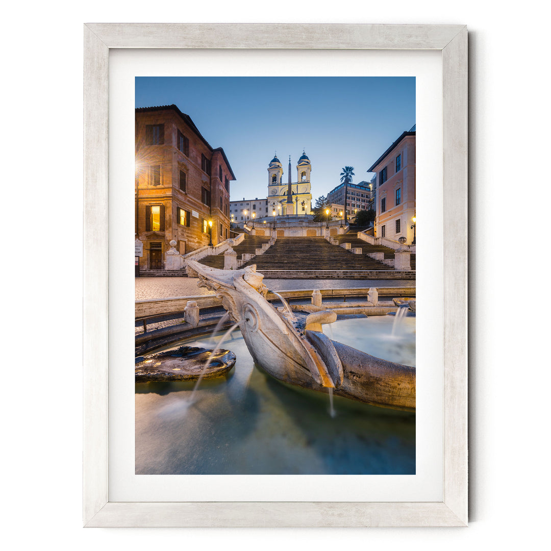 Spanish Steps, Rome II, Italy – fine art print in a silver frame with white mat