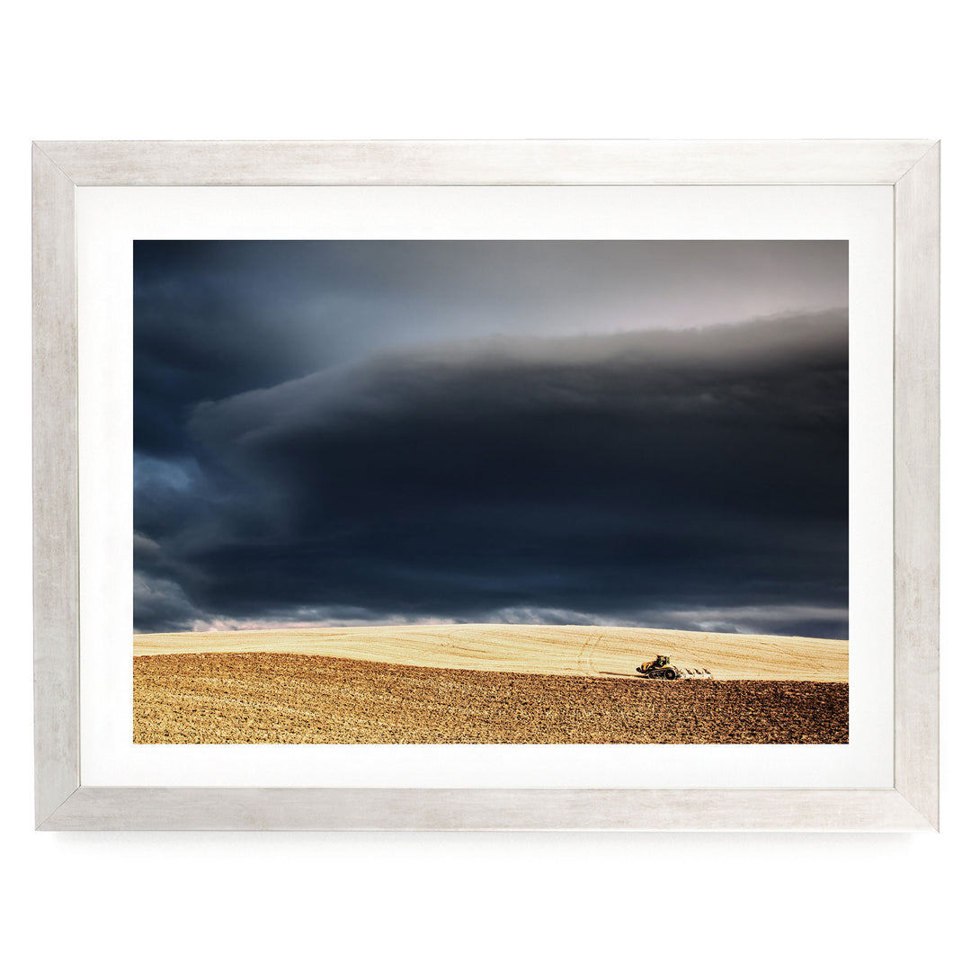 Incoming Storm, Tuscany, Italy – fine art print in a silver frame with white mat