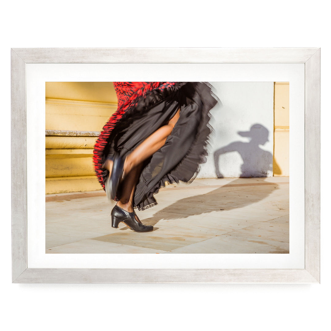 Flamenco Dancer, Andalusia, Spain – fine art print in a silver frame with white mat