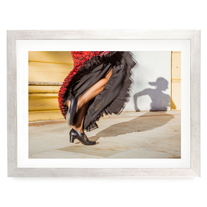 Flamenco Dancer, Andalusia, Spain – fine art print in a silver frame with white mat