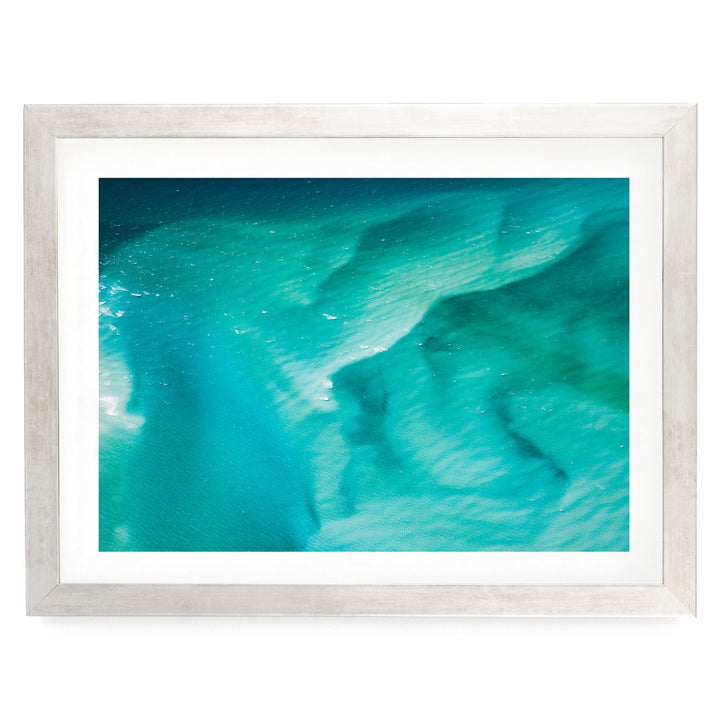 Ocean Abstract, Whitsundays, Australia – fine art print in a silver frame with white mat
