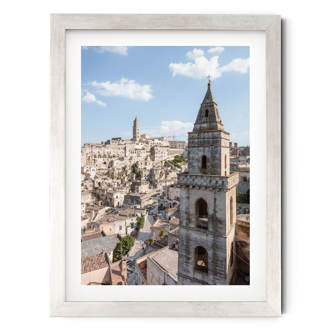 Old Town, Sassi di Matera, Italy – fine art print in a silver frame with white mat