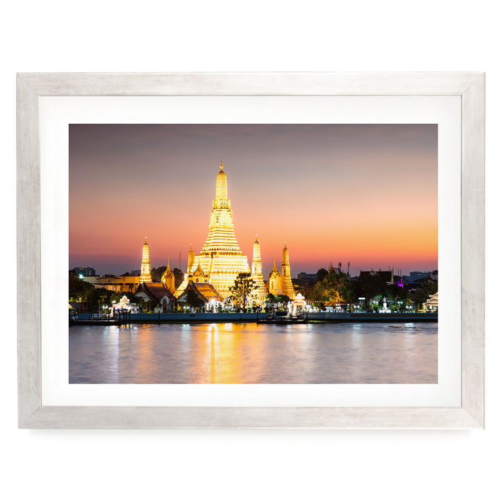 Wat Arun, Bangkok, Thailand – fine art print in a silver frame with white mat