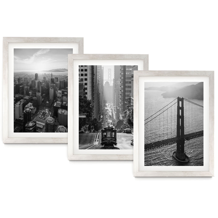 San Francisco, California – Black and White Print Set – fine art print set in silver frames with white mats