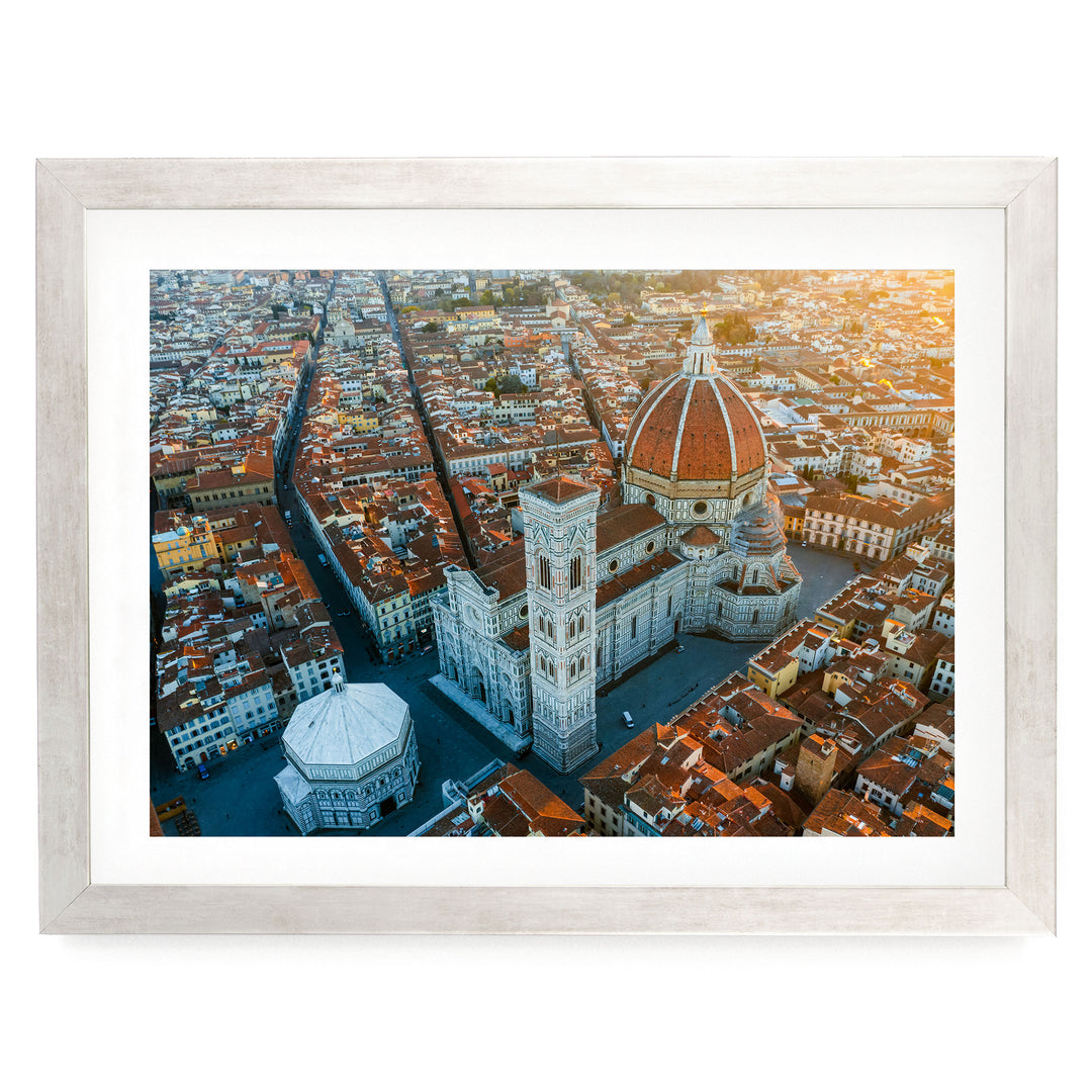 Florence Cathedral II, Tuscany, Italy – fine art print in a silver frame with white mat