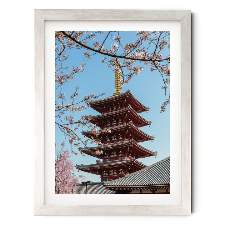 Asakusa Pagoda, Tokyo, Japan – fine art print in a silver frame with white mat