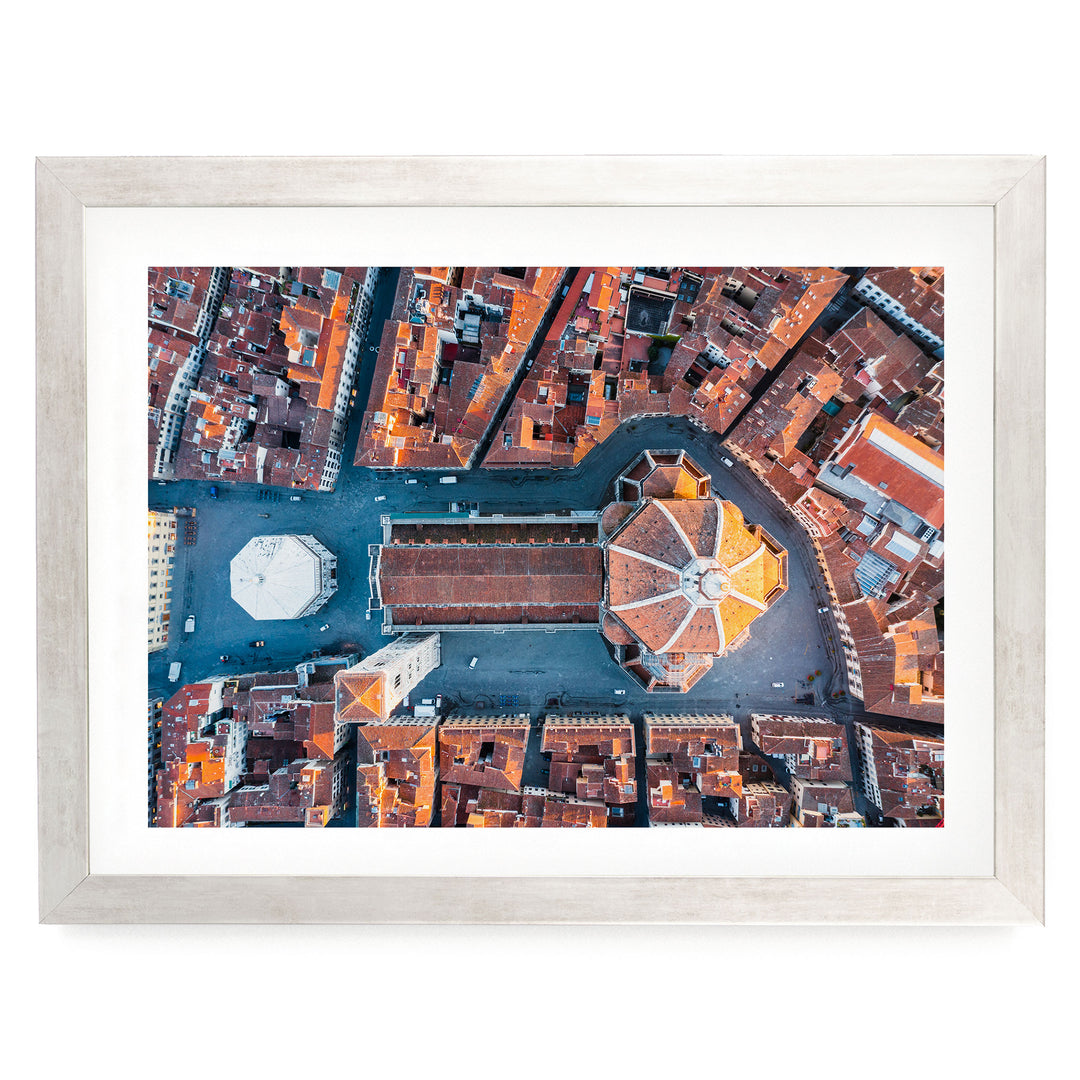 Florence from the Top, Tuscany, Italy – fine art print in a silver frame with white mat