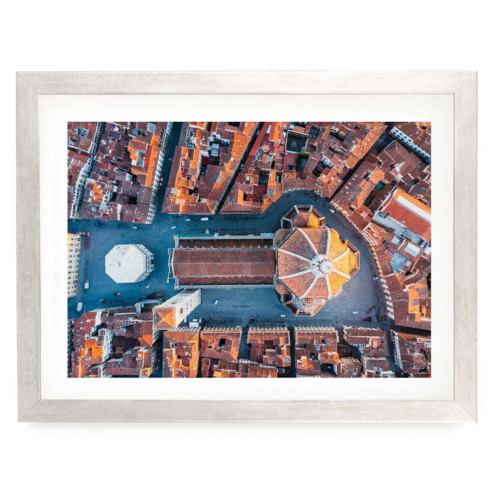 Florence from the Top, Tuscany, Italy – fine art print in a silver frame with white mat