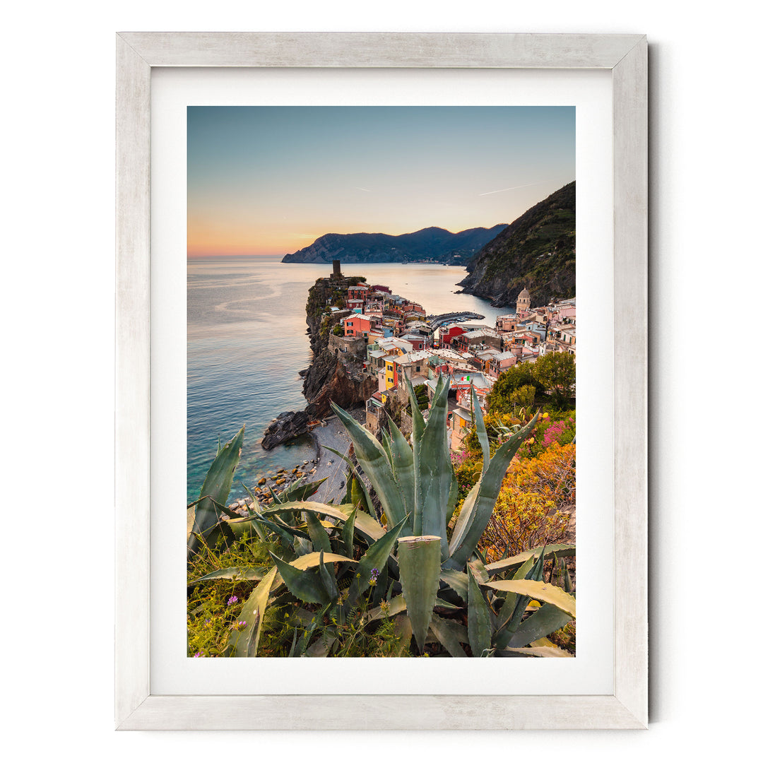 Corniglia, Cinque Terre, Italy – fine art print in a silver frame with white mat