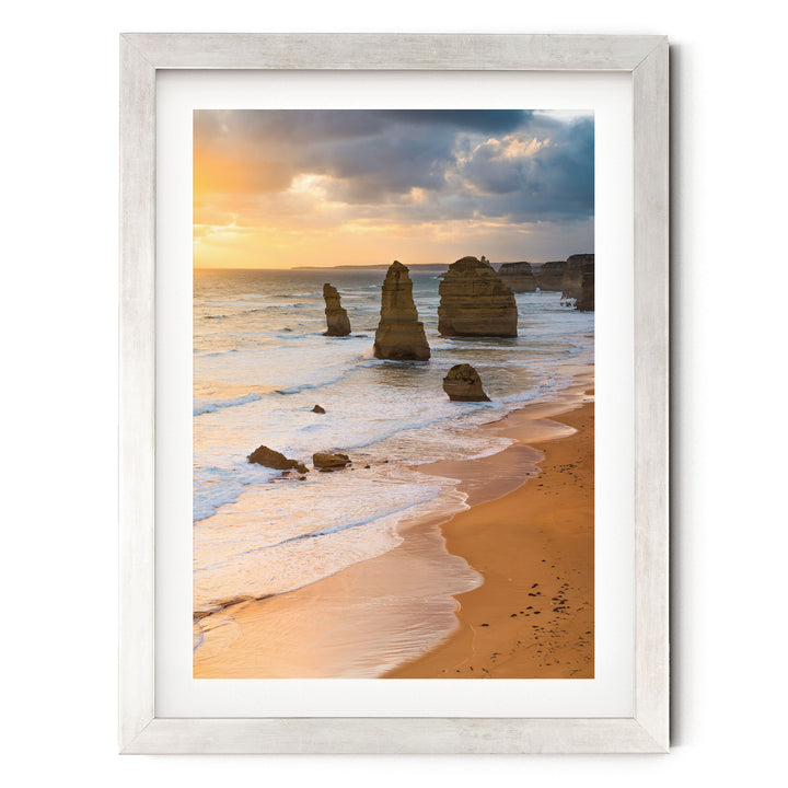 The Twelve Apostles II, Great Ocean Road, Australia – fine art print in a silver frame with white mat