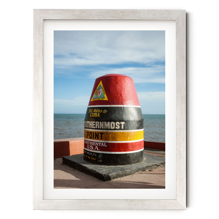 Southernmost Point, Key West, Florida, USA – fine art print in a silver frame with white mat