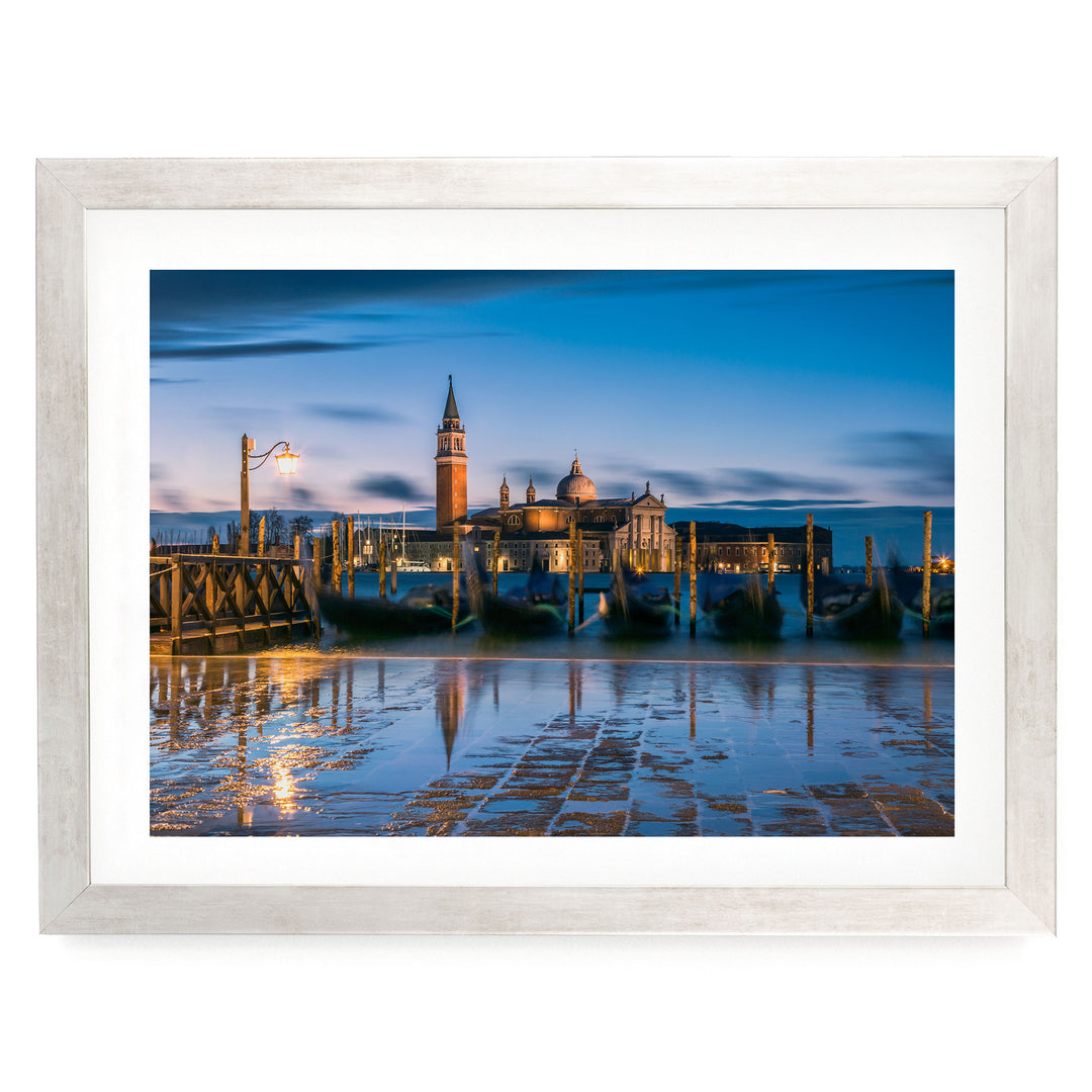 San Marco at Blue Hour, Venice, Italy – fine art print in a silver frame with white mat