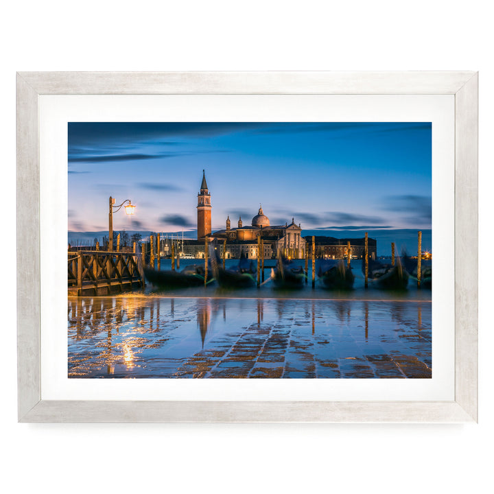 San Marco at Blue Hour, Venice, Italy – fine art print in a silver frame with white mat