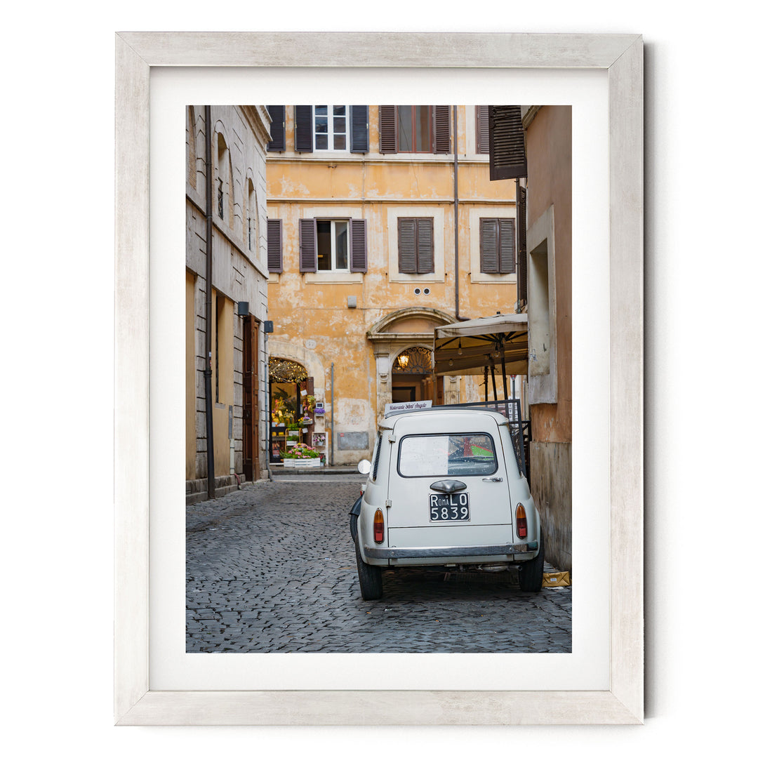 Alleys of Rome III, Italy – fine art print in a silver frame with white mat