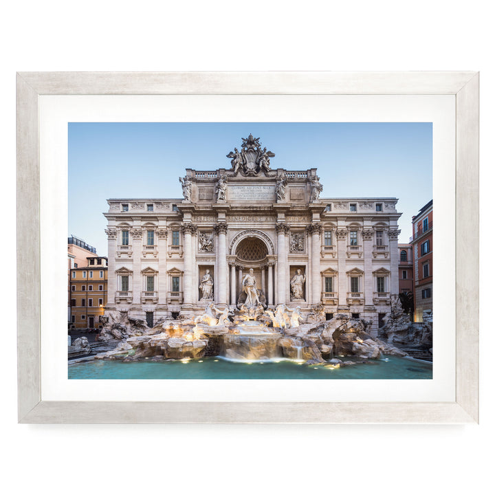 Trevi Fountain, Rome, Italy – fine art print in a silver frame with white mat