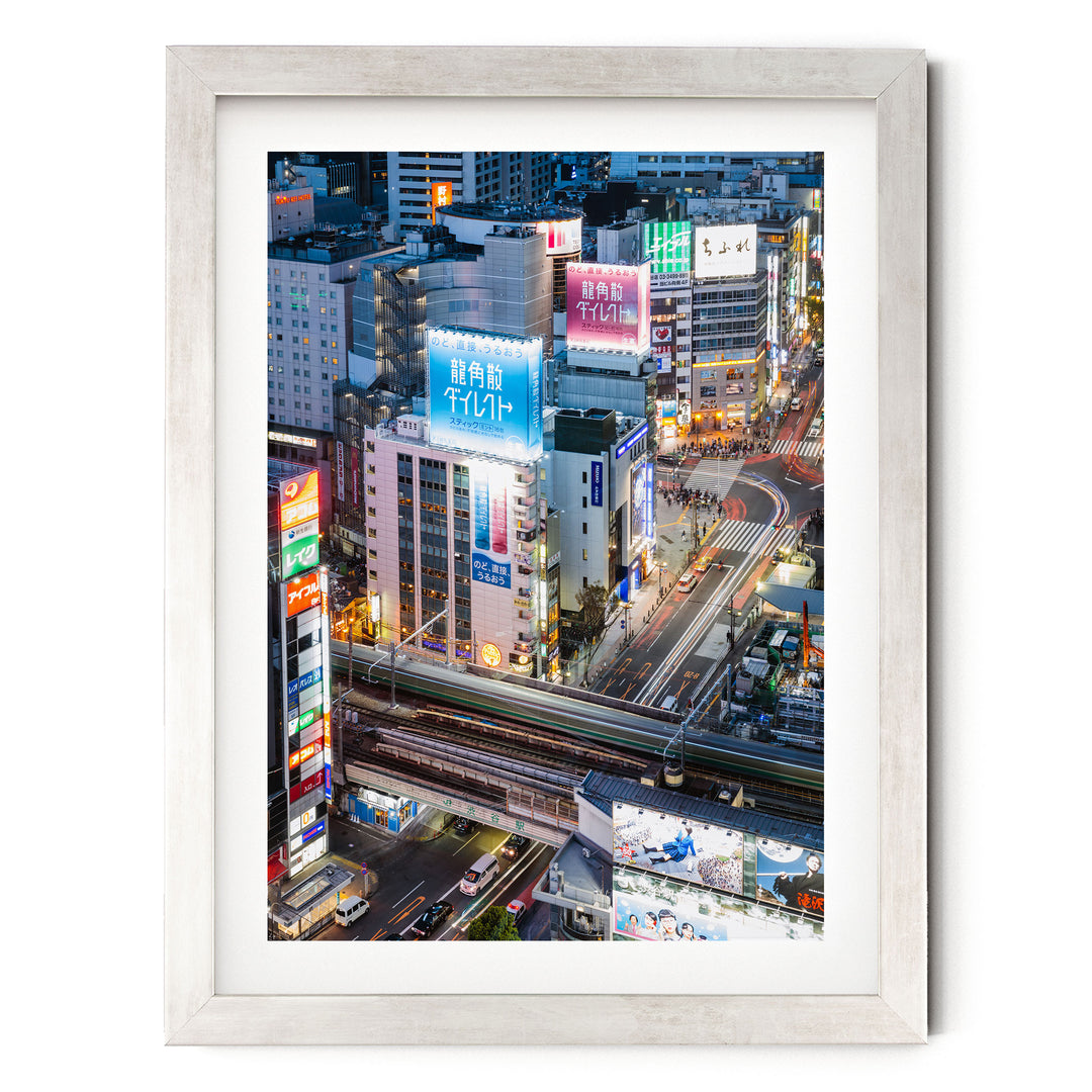 Tokyo Nights I, Japan – fine art print in a silver frame with white mat