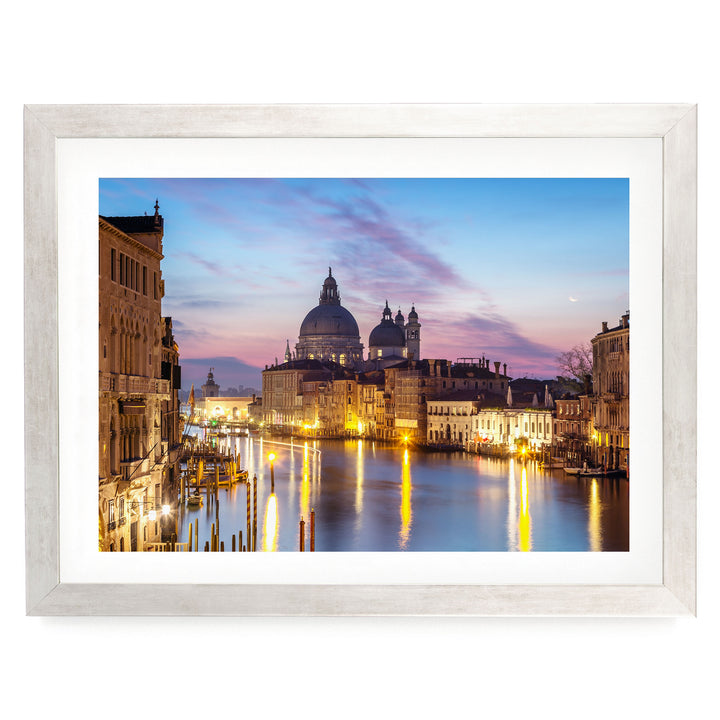 Dawn at the Accademia, Venice, Italy – fine art print in a silver frame with white mat
